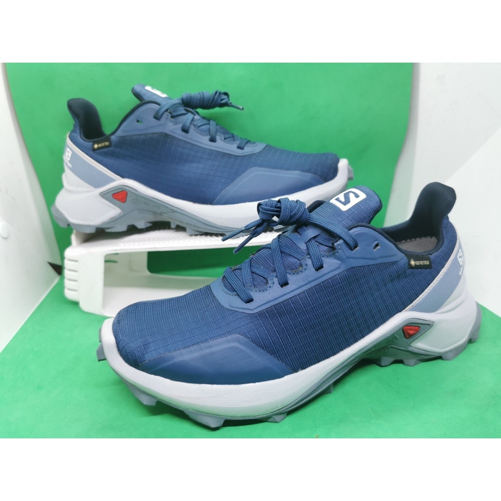 Salomon Women's Gore-Tex Trail Hiking Running Shoes Alphacross GTX Blue Size 7.5